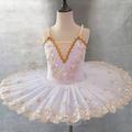 Ballet Tutu Dress Kids' Dancewear Crystal Lace Printing Embroidery Girls' Training Performance Sleeveless High Elastane Lace Tulle