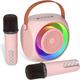 Mini Karaoke Machine for Kids Portable Bluetooth Karaoke Speaker with 2 Wilreless Microphones and Led Lights for Home Party Birthday Gifts for Boys/Girls