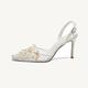 Women's Heels Wedding Shoes Sexy Shoes Wedding Party Wedding Heels Imitation Pearl Stiletto Pointed Toe Elegant Fashion Lace Buckle White 7 CM White 9 CM