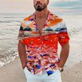 Men's Shirt Summer Hawaiian Shirt Camp Collar Shirt Graphic Shirt Aloha Shirt Scenery Turndown Black Navy Blue Royal Blue Blue Sky Blue 3D Print Outdoor Street Short Sleeve Button-Down Print Clothing