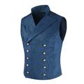 Men's Vest Waistcoat Daily Wear Vacation Going out Vintage Fashion Spring Fall Button Polyester Comfortable Plain Double Breasted Lapel Regular Fit Black Royal Blue Brown Rose Red Vest