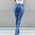 Women's Flare Jeans Pants Trousers Full Length Denim Split High Elasticity High Waist Fashion Casual Office Vacation Light Blue bule S M Autumn / Fall