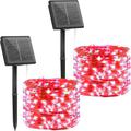 2 Pack Solar String Lights Christmas Lights Decoration Outdoor 12m 120LEDs Fairy Copper Wire Lights with 8 Modes Waterproof Decoration Copper Wire Lights for Patio Yard Trees Christmas Wedding Party