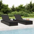 Vidaxl - Chaise longue avec coussin noir 201x55x62 cm r�sine tress�e