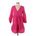 Divided by H&M Casual Dress - A-Line V Neck 3/4 sleeves: Pink Print Dresses - Women's Size Small