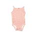 Carter's Short Sleeve Onesie: Red Print Bottoms - Size 9 Month