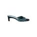 Salvatore Ferragamo Mule/Clog: Slip-on Kitten Heel Feminine Teal Shoes - Women's Size 7 1/2 - Open Toe