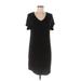 Antistar Casual Dress - Mini V-Neck Short sleeves: Black Print Dresses - Women's Size Medium