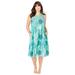 Plus Size Women's Crochet Gauze Sleeveless Lounger by Only Necessities in Aquatic Green Tapestry Floral (Size 2X)