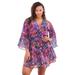 Plus Size Women's Embellished Cover Up Dress by Swim 365 in Watercolor Burst Tropical (Size 18/20)