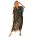 Plus Size Women's Ruffled Ankle-Length Lurex Cover-Up by Swim 365 in Black Gold (Size 22/24)