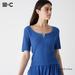 Women's Lace Key Neck Half-Sleeve Short Sweater | Blue | Large | UNIQLO US