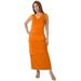 Plus Size Women's Stretch Knit Tiered Maxi Dress by Jessica London in Ultra Orange (Size 18 W) Maxi Length