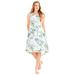 Plus Size Women's A-Line Linen Blend High-Low Dress by Catherines in Ivory Tropical (Size 4X)