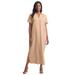 Plus Size Women's Linen Short Sleeve Maxi Dress by Jessica London in New Khaki (Size 18 W)