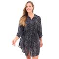 Plus Size Women's Button-Down Cover Up by Swim 365 in Black White Droplet (Size 26/28)
