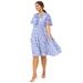 Plus Size Women's Ruffled V-Neck Empire Dress by ellos in Dream Blue Floral (Size 14)