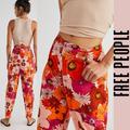 Free People Pants & Jumpsuits | Free People Pants 8 Trousers Floral High Rise Tapered Cotton Ankle Cropped | Color: Pink/Red | Size: 8