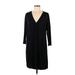 Dolan Casual Dress - Mini V Neck 3/4 sleeves: Black Print Dresses - Women's Size Medium
