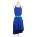 Forever 21 Casual Dress - High/Low: Blue Color Block Dresses - Women's Size Small