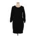 ELOQUII Casual Dress - Mini Crew Neck 3/4 sleeves: Black Solid Dresses - Women's Size 16 Plus