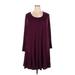 Terra & Sky Casual Dress - Mini Scoop Neck Long sleeves: Burgundy Solid Dresses - Women's Size 2X
