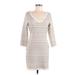 Charming Charlie Casual Dress - Sweater Dress: Tan Chevron Dresses - Women's Size Medium