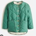 J. Crew Jackets & Coats | J Crew Girls' Reversible Quilted Sherpa Jacket | Color: Cream/Green | Size: Mg