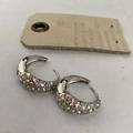 Anthropologie Jewelry | Anthropologie Pave Huggie Snap Hoop Earrings Silver Nwt | Color: Silver | Size: Os