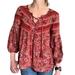 American Eagle Outfitters Tops | American Eagle Red Boho Peasant Festival Floral Blouse Top Size Small | Color: Blue/Red | Size: S