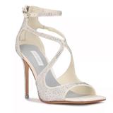 Nine West Shoes | Nine West Tulah Bridal Ankle Sandal Ivory Rhinestone Ankle Strap, 7, New In Box | Color: Silver/White | Size: 7