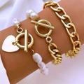 Free People Jewelry | Alexa Gold Pearl Ot Heart Bracelet Set | Color: Gold | Size: Os