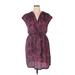 Daisy Fuentes Casual Dress - Mini V Neck Short sleeves: Purple Dresses - Women's Size X-Large