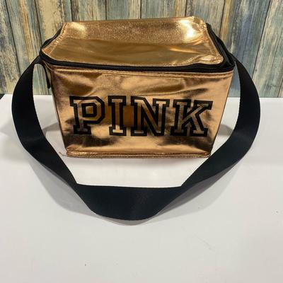 Pink Victoria's Secret Other | Victoria Secret Pink Metallic Lunchbox Bag Cooler New Insulated Black Strap | Color: Black/Pink | Size: Os