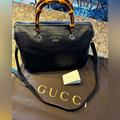 Gucci Bags | Gucci Medium Shopper Bamboo Boston Bag W/Gucci Tissue & Dust Bag. Preloved. | Color: Black | Size: Os