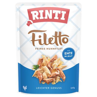 48x 100g RINTI Filetto Pouch in Jelly Huhn mit Ente Hundefutter nass