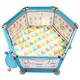 FLBT Kids Activity Centre 140Cm(55.1Inch) in Diameter Baby Playpens Children's Safety Fence Playyard Infant Tents Playground Household Protective Playpen (Adorable Hexagon Blue) Safety