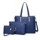 Miss Lulu Handtasche Damen Shopper Schultertasche Groß Henkeltasche Tragetasche Aktentasche Tasche Tote für Büro Schule Einkauf Reise Elegant PU Leder 3 Stück Set (Marineblau)