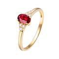 Wycian Ring Gold, 18K Gold Rings for Women AU750 1 0.5CT VVS Red Oval Lab Grown Ruby with 6 0.09CT H White Natural Diamonds Size L 1/2 Valentines Day