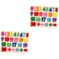 ibasenice 2pcs Jigsaw Puzzles Wooden Puzzles Maths Puzzles Number Puzzles Logic Puzzle Puzzles for Toddlers 3 Years Puzzles for Kids Child Bamboo Panel Letter