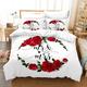 EHAOKK Red Pink Rose Flower Pattern Duvet Cover Set, Creative Rose Bedding Set, 3-Piece, Heart Rose Petal, Men Women 3D Love Rose Bed Linen (B, 200 x 200 cm)