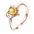 Wycian Stackable Ring for Oval, Sapphire Engagement Rings for Women 18K Rose Gold AU750 Heart 1 0.8CT VVS Yellow Lab Sapphire with H Diamond H 1/2 Valentine