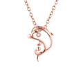 Mesnt Delicate Necklaces For Women, 18K Rose Gold Dolphin Pendant Necklace with Diamond