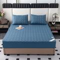 Quilted Zipped Mattress Protector Single/Double/King Customizable Mattress Topper Cover Breathable Anti-dust Fully Total Encasement Cover Washable Embroidery Fitted Sheet,BlueA-90x190+15cm