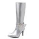 PanaLuxe Silver Knee Boots Women Pointed Toe Stiletto Boots Sparkly Boots High Heels Fancy Dress Boots Zipper Silver 2