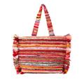 Joe Browns Women's Recycled Sari Fringed Tote Bag Handbag, Orange Multi