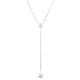 Mesnt White Gold Necklace, Women's 18K White Gold Y-Chain Necklace with Round Moissanite Pendant