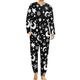 Moons And Stars Comfortable Mens Pyjamas Set Round Neck Long Sleeve Loungewear with Pockets 4XL