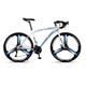 TiLLOw Adult Bicycle, Road Bike 21/24/27/30 Speed, 700C Wheels, Shock Absorbing Aluminum Wheels High Carbon Steel Frame, Road Bicycle Racing, (Color : White blue, Size : 30SPEED_THREE-BLADE)