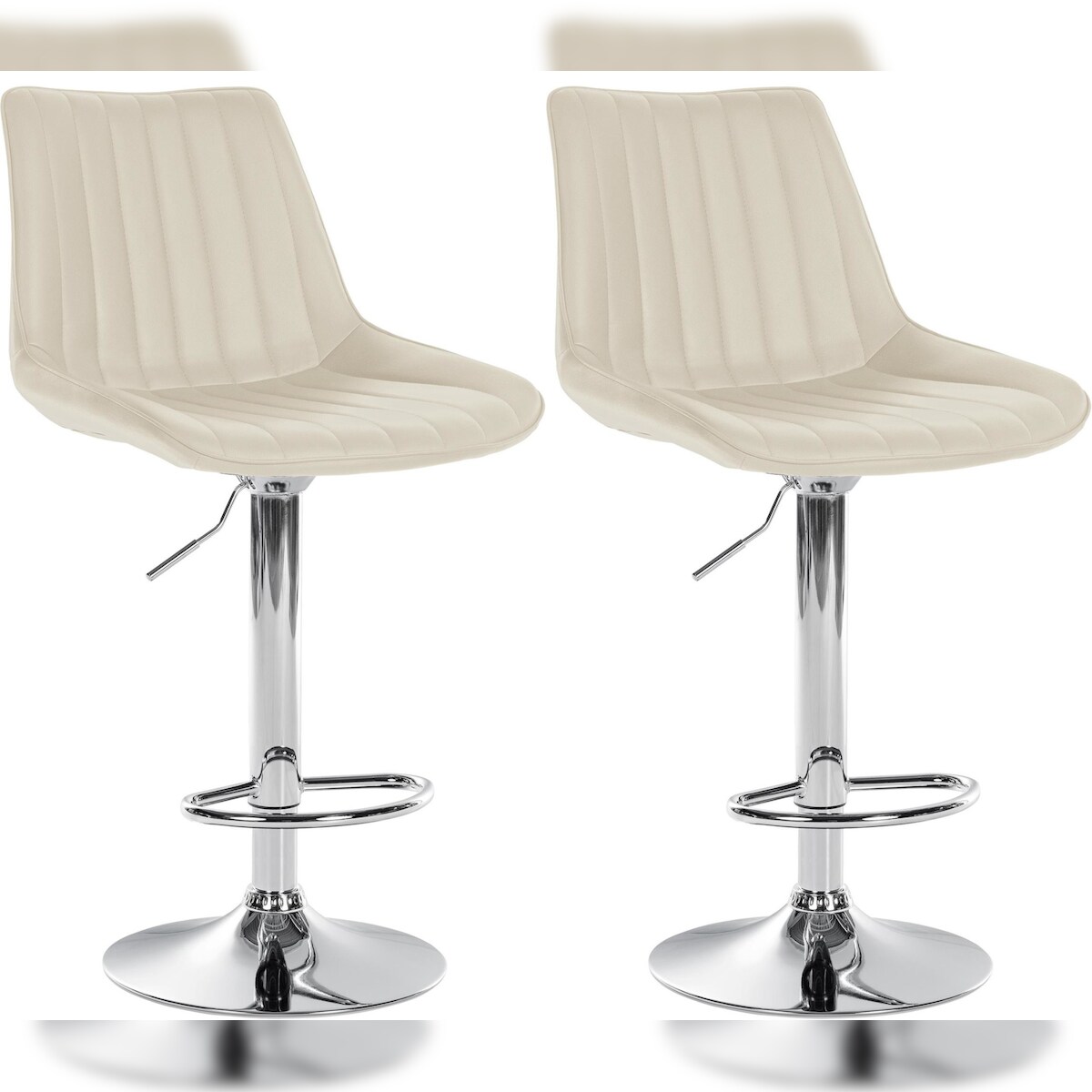 CLP 2er Set Barhocker Toni Kunstleder creme/Metall in Chromoptik Image